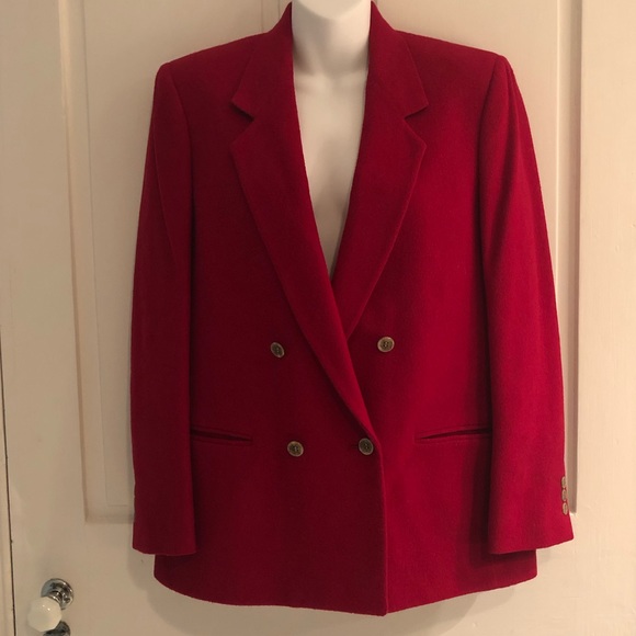 Red Camelhair Double Breasted Boyfriend Blazer Jacket M - Picture 1 of 5